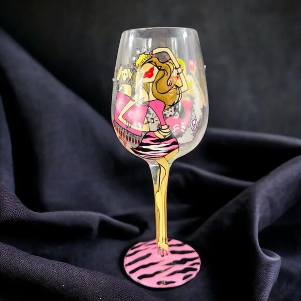 Lolita Love My Martini Princess Hand Painted Martini Glass Jeweled‎ Drink Glass